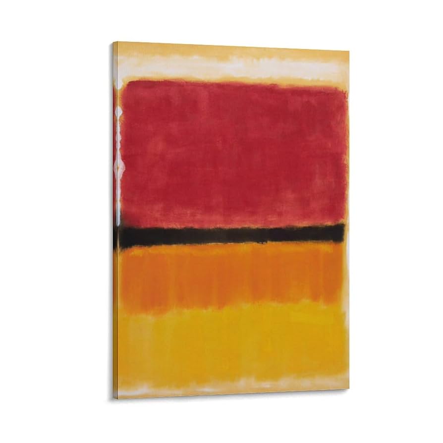 オレンジ色の抽象水墨画 オレンジと黒の抽象墨絵作品